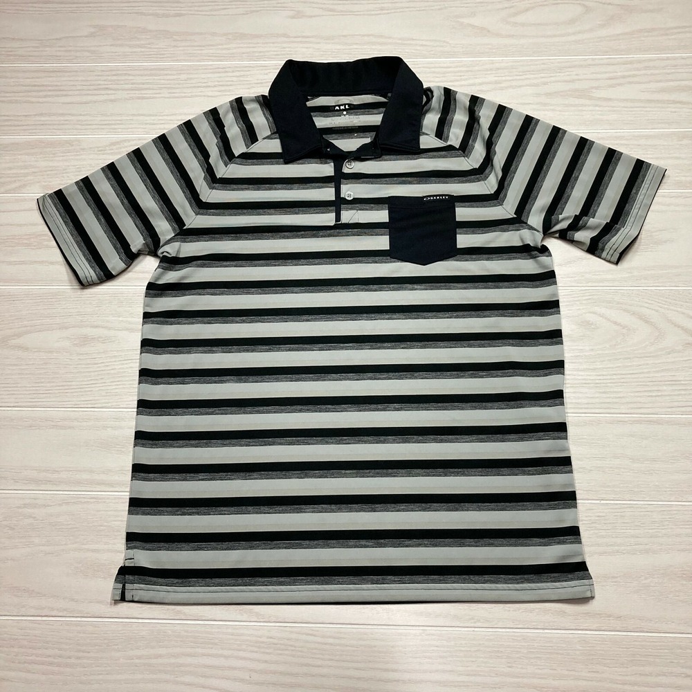 Oakley Men's‎ Ace Stripe Golf Polo Shirt Size Medium Chest Pocket Logo
